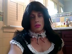 Sissy Maid bounces on cock and cums for dom